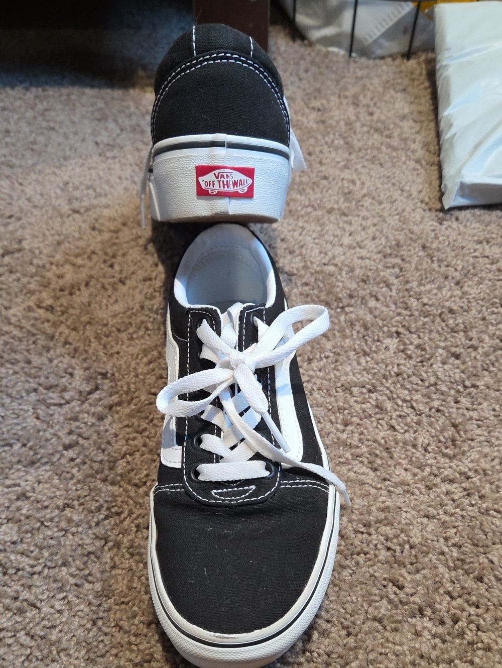 Vans Women Platform Black and White Old Skool Lace-Up Sneakers